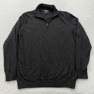 Mantovani Studio Men Charcoal 100% Italian Cashmere Quarter Zip Sweater XL Italy